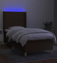 Boxspringbett mit Matratze & LED Dunkelbraun 80x200 cm Stoff