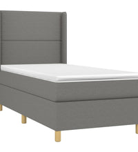 Boxspringbett mit Matratze & LED Dunkelgrau 90x200 cm Stoff