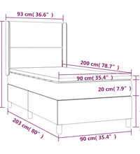Boxspringbett mit Matratze & LED Dunkelgrau 90x200 cm Stoff