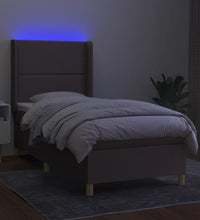Boxspringbett mit Matratze & LED Dunkelbraun 90x200 cm Stoff