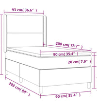 Boxspringbett mit Matratze & LED Dunkelbraun 90x200 cm Stoff