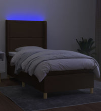 Boxspringbett mit Matratze & LED Dunkelbraun 100x200 cm Stoff