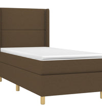 Boxspringbett mit Matratze & LED Dunkelbraun 100x200 cm Stoff
