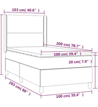 Boxspringbett mit Matratze & LED Dunkelbraun 100x200 cm Stoff