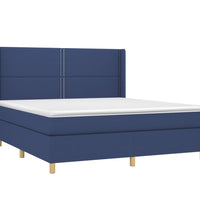 Boxspringbett mit Matratze & LED Blau 160x200 cm Stoff
