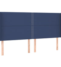 Boxspringbett mit Matratze & LED Blau 160x200 cm Stoff