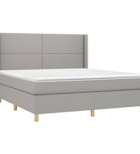 Boxspringbett mit Matratze & LED Hellgrau 180x200 cm Stoff