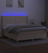 Boxspringbett mit Matratze & LED Creme 180x200 cm Stoff