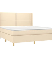 Boxspringbett mit Matratze & LED Creme 180x200 cm Stoff