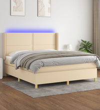 Boxspringbett mit Matratze & LED Creme 180x200 cm Stoff