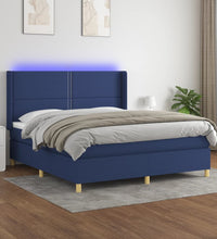 Boxspringbett mit Matratze & LED Blau 180x200 cm Stoff
