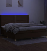 Boxspringbett mit Matratze & LED Dunkelbraun 200x200 cm Stoff