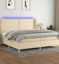 Boxspringbett mit Matratze & LED Creme 200x200 cm Stoff