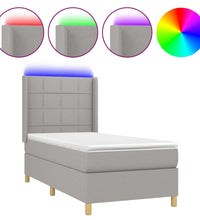 Boxspringbett mit Matratze & LED Hellgrau 80x200 cm Stoff