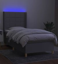 Boxspringbett mit Matratze & LED Hellgrau 80x200 cm Stoff