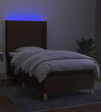 Boxspringbett mit Matratze & LED Dunkelbraun 80x200 cm Stoff
