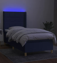 Boxspringbett mit Matratze & LED Blau 90x200 cm Stoff