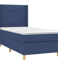 Boxspringbett mit Matratze & LED Blau 90x200 cm Stoff