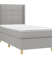 Boxspringbett mit Matratze & LED Hellgrau 100x200 cm Stoff