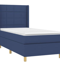 Boxspringbett mit Matratze & LED Blau 100x200 cm Stoff
