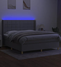 Boxspringbett mit Matratze & LED Hellgrau 180x200 cm Stoff