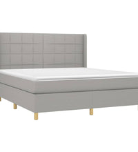 Boxspringbett mit Matratze & LED Hellgrau 180x200 cm Stoff