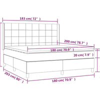 Boxspringbett mit Matratze & LED Hellgrau 180x200 cm Stoff