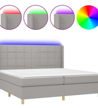 Boxspringbett mit Matratze & LED Hellgrau 200x200 cm Stoff