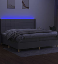 Boxspringbett mit Matratze & LED Hellgrau 200x200 cm Stoff