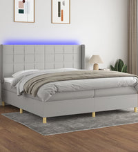 Boxspringbett mit Matratze & LED Hellgrau 200x200 cm Stoff