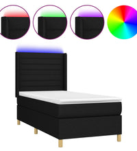 Boxspringbett mit Matratze & LED Schwarz 80x200 cm Stoff
