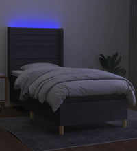 Boxspringbett mit Matratze & LED Dunkelgrau 90x190 cm Stoff