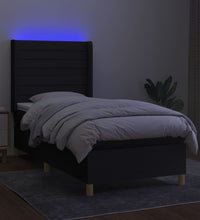 Boxspringbett mit Matratze & LED Schwarz 90x190 cm Stoff