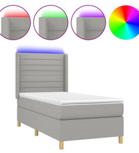 Boxspringbett mit Matratze & LED Hellgrau 90x200 cm Stoff