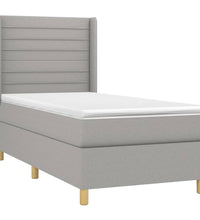 Boxspringbett mit Matratze & LED Hellgrau 90x200 cm Stoff