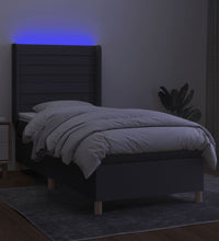 Boxspringbett mit Matratze & LED Dunkelgrau 90x200 cm Stoff