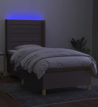 Boxspringbett mit Matratze & LED Taupe 90x200 cm Stoff