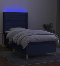 Boxspringbett mit Matratze & LED Blau 90x200 cm Stoff
