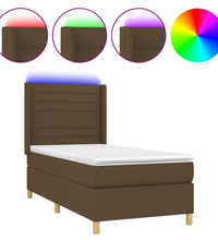Boxspringbett mit Matratze & LED Dunkelbraun 100x200 cm Stoff