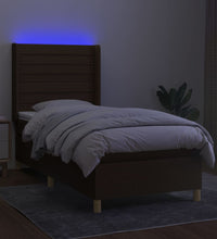 Boxspringbett mit Matratze & LED Dunkelbraun 100x200 cm Stoff