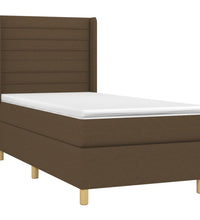 Boxspringbett mit Matratze & LED Dunkelbraun 100x200 cm Stoff