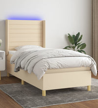Boxspringbett mit Matratze & LED Creme 100x200 cm Stoff