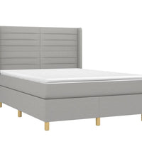 Boxspringbett mit Matratze & LED Hellgrau 140x190 cm Stoff