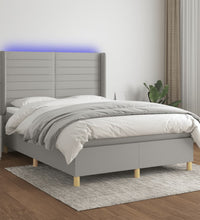 Boxspringbett mit Matratze & LED Hellgrau 140x190 cm Stoff