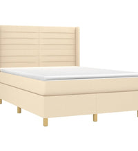 Boxspringbett mit Matratze & LED Creme 140x190 cm Stoff