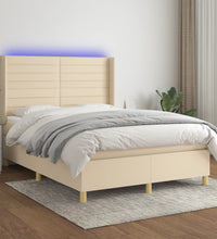 Boxspringbett mit Matratze & LED Creme 140x190 cm Stoff
