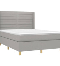 Boxspringbett mit Matratze & LED Hellgrau 140x200 cm Stoff