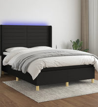 Boxspringbett mit Matratze & LED Schwarz 140x200 cm Stoff