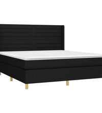 Boxspringbett mit Matratze & LED Schwarz 160x200 cm Stoff