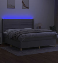 Boxspringbett mit Matratze & LED Hellgrau 180x200 cm Stoff